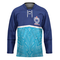 Queensland Samoa Custom Hockey Jersey Blue Pacific Polynesian Tribal Pattern LT9 Unisex Blue - Polynesian Pride