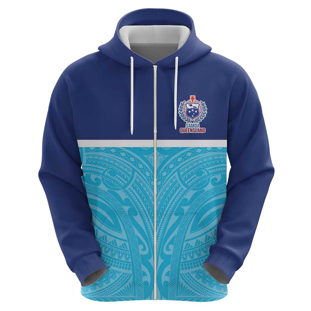 Queensland Samoa Custom Hoodie Blue Pacific Polynesian Tribal Pattern LT9 - Polynesian Pride