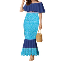 Queensland Samoa Custom Mermaid Dress Blue Pacific Polynesian Tribal Pattern LT9 Women Blue - Polynesian Pride