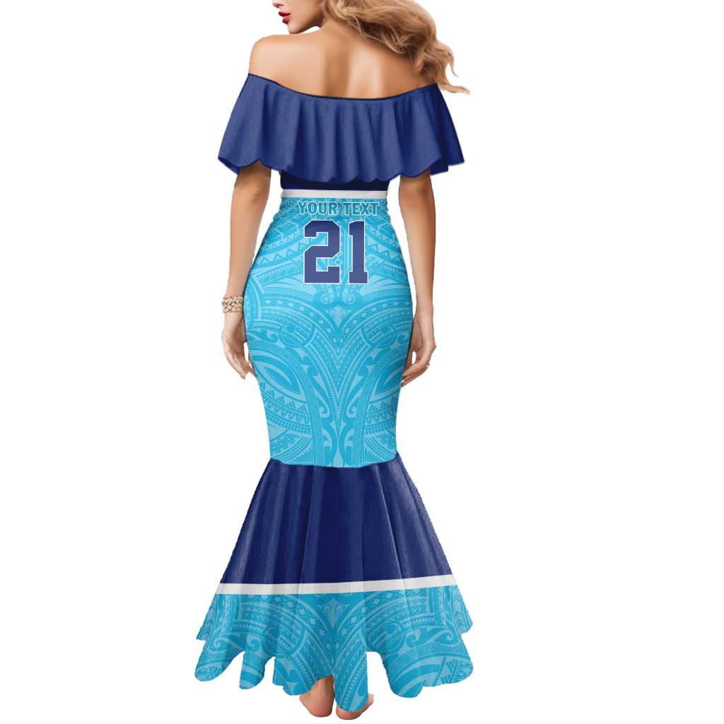 Queensland Samoa Custom Mermaid Dress Blue Pacific Polynesian Tribal Pattern LT9 - Polynesian Pride