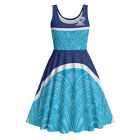Queensland Samoa Custom Midi Dress Blue Pacific Polynesian Tribal Pattern LT9 Blue - Polynesian Pride