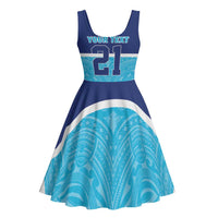 Queensland Samoa Custom Midi Dress Blue Pacific Polynesian Tribal Pattern LT9 - Polynesian Pride