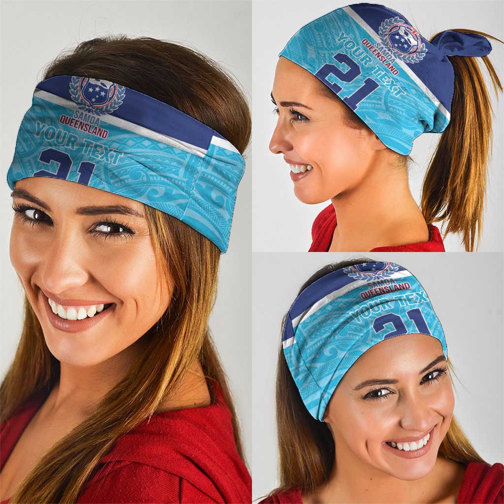 Queensland Samoa Custom Neck Gaiter Blue Pacific Polynesian Tribal Pattern LT9 - Polynesian Pride