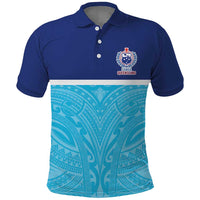 Queensland Samoa Custom Polo Shirt Blue Pacific Polynesian Tribal Pattern LT9 Blue - Polynesian Pride