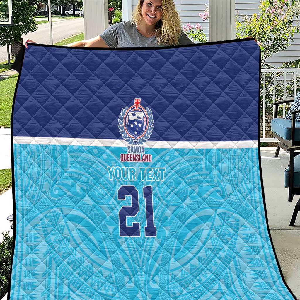 Queensland Samoa Custom Quilt Blue Pacific Polynesian Tribal Pattern LT9 Blue - Polynesian Pride