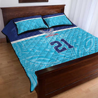 Queensland Samoa Custom Quilt Bed Set Blue Pacific Polynesian Tribal Pattern LT9 - Polynesian Pride