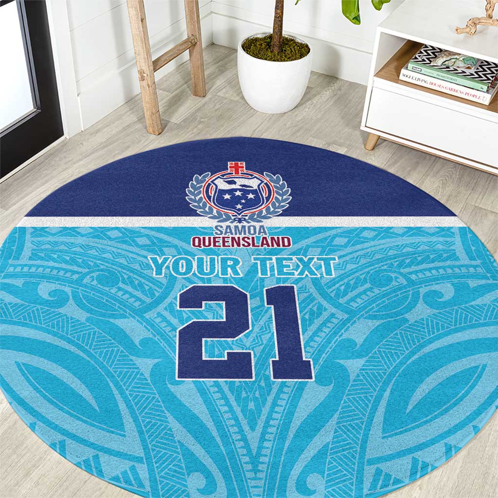 Queensland Samoa Custom Round Carpet Blue Pacific Polynesian Tribal Pattern LT9 Blue - Polynesian Pride