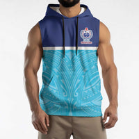 Queensland Samoa Custom Sleeveless Hoodie Blue Pacific Polynesian Tribal Pattern LT9 - Polynesian Pride