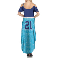 Queensland Samoa Custom Summer Maxi Dress Blue Pacific Polynesian Tribal Pattern LT9 - Polynesian Pride