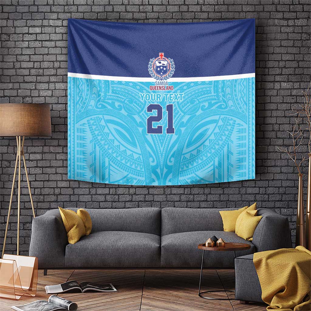 Queensland Samoa Custom Tapestry Blue Pacific Polynesian Tribal Pattern LT9 Blue - Polynesian Pride
