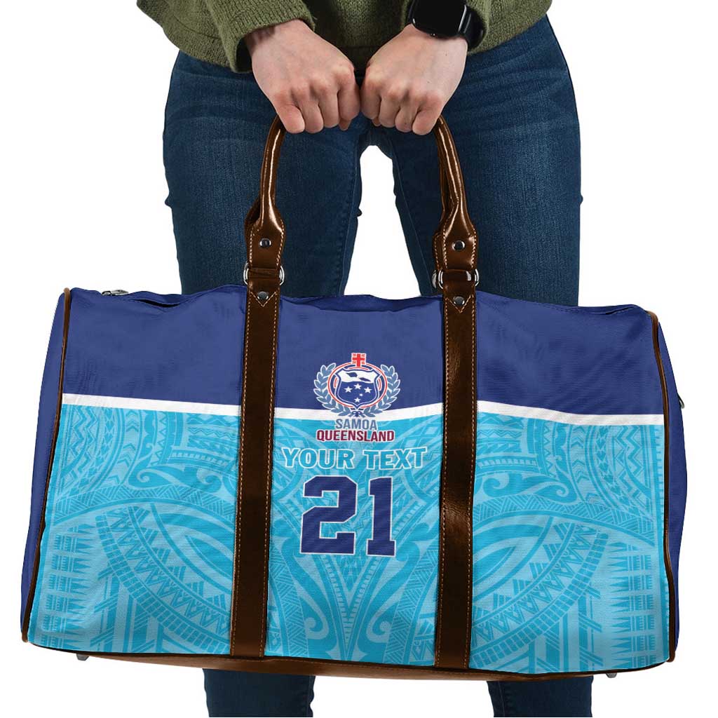 Queensland Samoa Custom Travel Bag Blue Pacific Polynesian Tribal Pattern LT9 Blue - Polynesian Pride