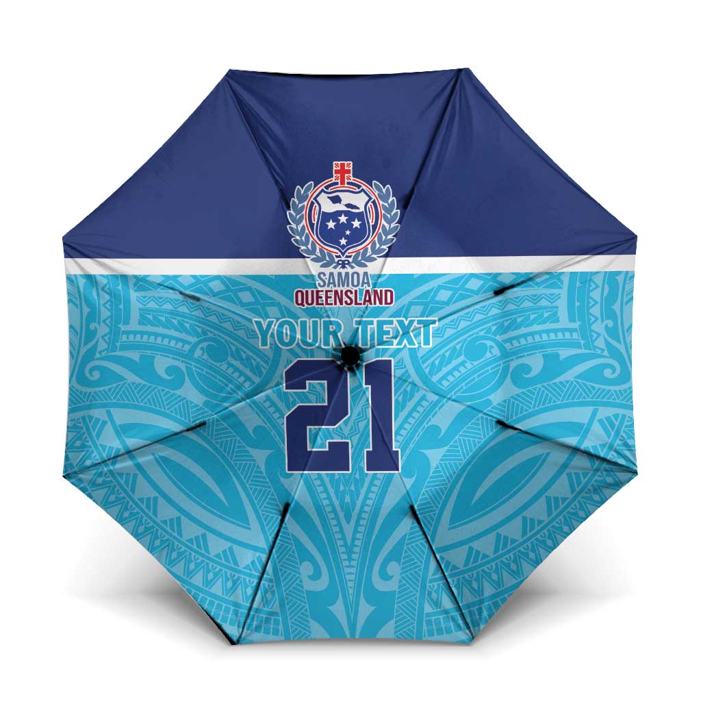 Queensland Samoa Custom Umbrella Blue Pacific Polynesian Tribal Pattern LT9 One Size Folded 11.42 inch Opened Diameter 37.4 inch Blue - Polynesian Pride