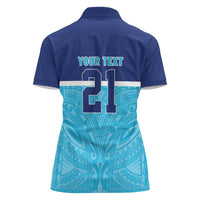 Queensland Samoa Custom Women Polo Shirt Blue Pacific Polynesian Tribal Pattern LT9 - Polynesian Pride