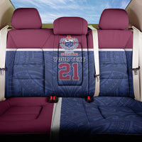Queensland Samoa Custom Back Car Seat Cover Maroon-Blue Pacific Polynesian Tribal Pattern LT9 One Size Dark Blue - Polynesian Pride