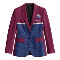 Queensland Samoa Custom Blazer Maroon-Blue Pacific Polynesian Tribal Pattern LT9 Unisex Dark Blue - Polynesian Pride