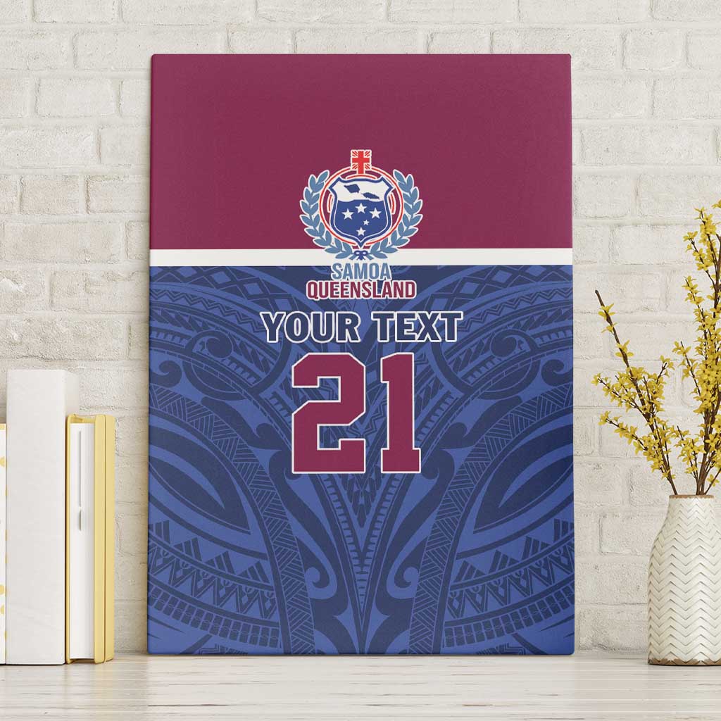 Queensland Samoa Custom Canvas Wall Art Maroon-Blue Pacific Polynesian Tribal Pattern LT9 Without Frame Dark Blue - Polynesian Pride