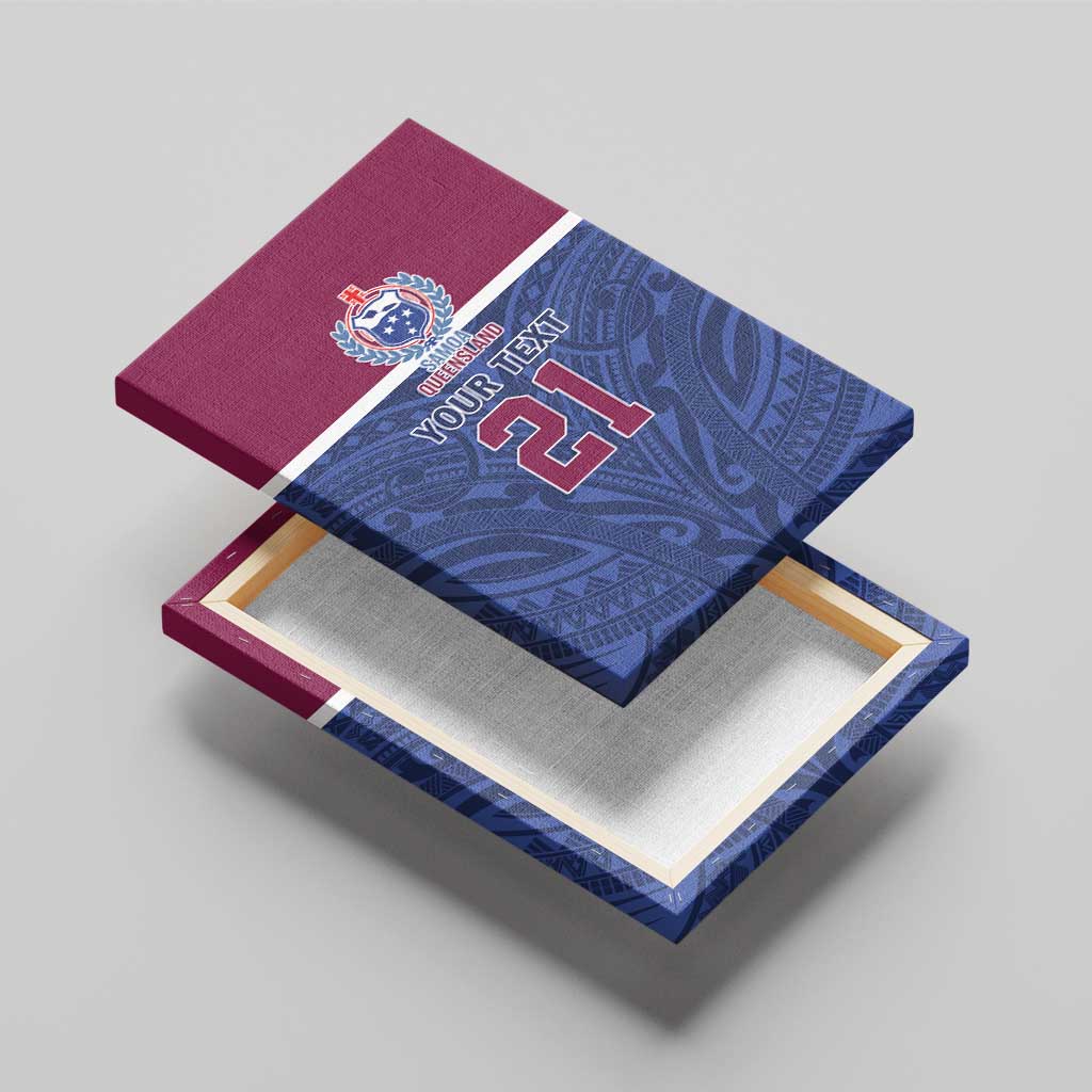 Queensland Samoa Custom Canvas Wall Art Maroon-Blue Pacific Polynesian Tribal Pattern LT9 - Polynesian Pride