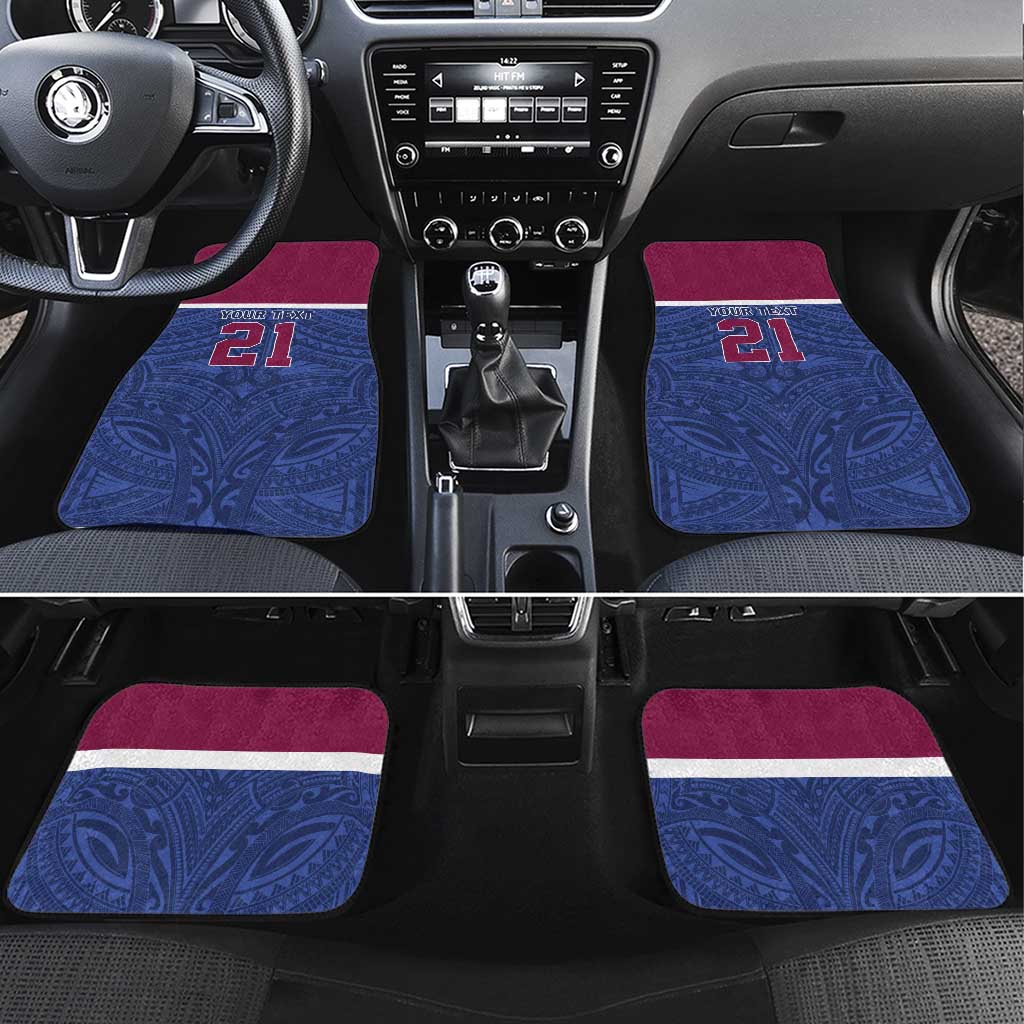 Queensland Samoa Custom Car Mats Maroon-Blue Pacific Polynesian Tribal Pattern LT9 Set 4pcs Dark Blue - Polynesian Pride