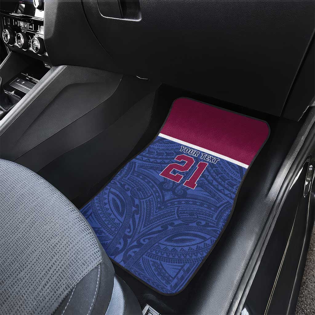 Queensland Samoa Custom Car Mats Maroon-Blue Pacific Polynesian Tribal Pattern LT9 - Polynesian Pride