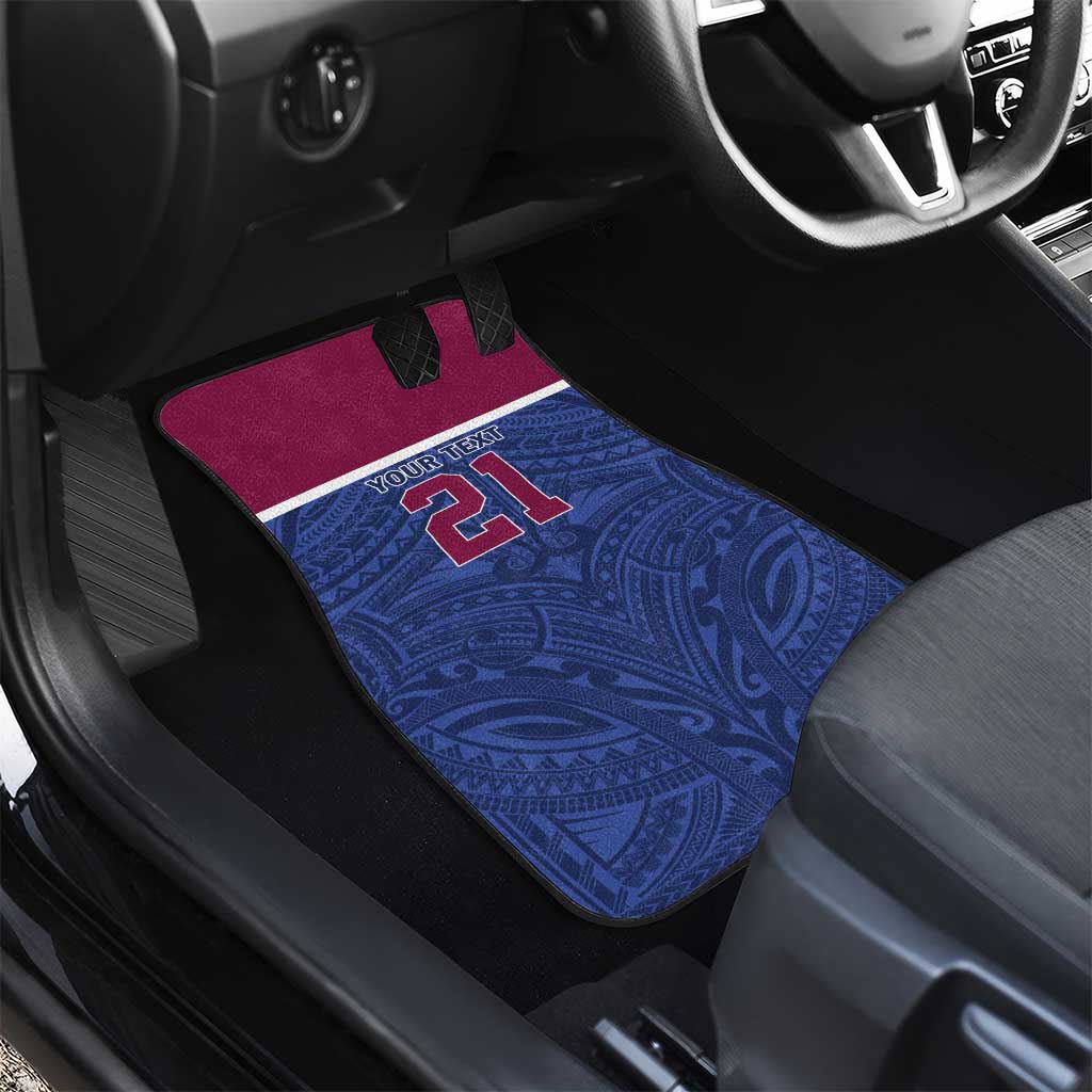 Queensland Samoa Custom Car Mats Maroon-Blue Pacific Polynesian Tribal Pattern LT9 - Polynesian Pride