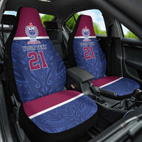 Queensland Samoa Custom Car Seat Cover Maroon-Blue Pacific Polynesian Tribal Pattern LT9 One Size Dark Blue - Polynesian Pride