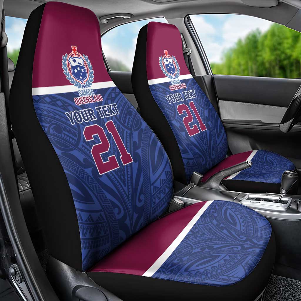 Queensland Samoa Custom Car Seat Cover Maroon-Blue Pacific Polynesian Tribal Pattern LT9 - Polynesian Pride