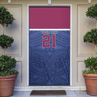 Queensland Samoa Custom Door Cover Maroon-Blue Pacific Polynesian Tribal Pattern LT9 Dark Blue - Polynesian Pride