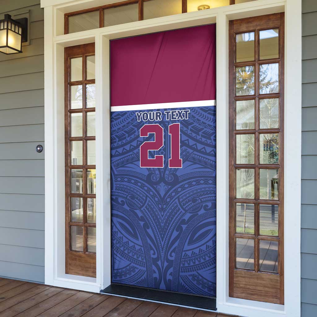 Queensland Samoa Custom Door Cover Maroon-Blue Pacific Polynesian Tribal Pattern LT9 - Polynesian Pride