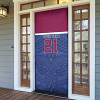 Queensland Samoa Custom Door Cover Maroon-Blue Pacific Polynesian Tribal Pattern LT9 - Polynesian Pride