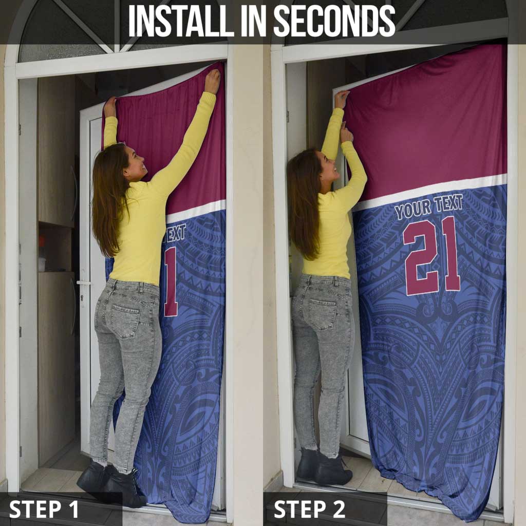 Queensland Samoa Custom Door Cover Maroon-Blue Pacific Polynesian Tribal Pattern LT9 - Polynesian Pride