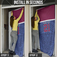 Queensland Samoa Custom Door Cover Maroon-Blue Pacific Polynesian Tribal Pattern LT9 - Polynesian Pride