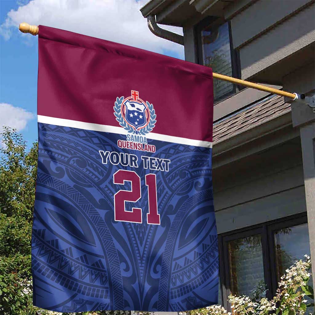 Queensland Samoa Custom Garden Flag Maroon-Blue Pacific Polynesian Tribal Pattern LT9 - Polynesian Pride