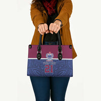 Queensland Samoa Custom Leather Bag Maroon-Blue Pacific Polynesian Tribal Pattern LT9 - Polynesian Pride