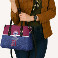 Queensland Samoa Custom Leather Bag Maroon-Blue Pacific Polynesian Tribal Pattern LT9 - Polynesian Pride