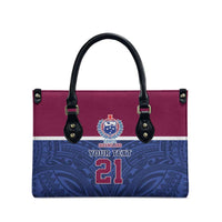 Queensland Samoa Custom Leather Bag Maroon-Blue Pacific Polynesian Tribal Pattern LT9 - Polynesian Pride