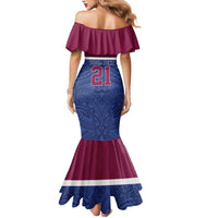 Queensland Samoa Custom Mermaid Dress Maroon-Blue Pacific Polynesian Tribal Pattern LT9 - Polynesian Pride
