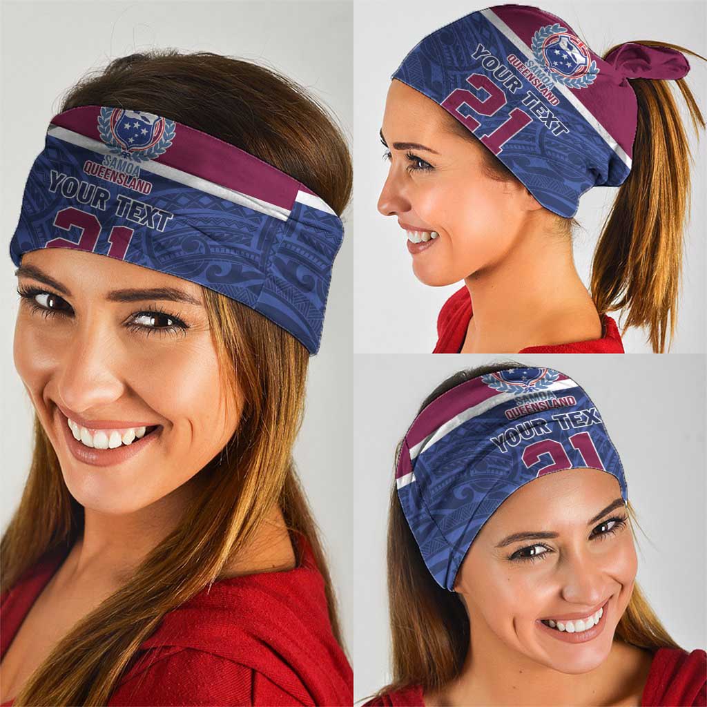 Queensland Samoa Custom Neck Gaiter Maroon-Blue Pacific Polynesian Tribal Pattern LT9 - Polynesian Pride