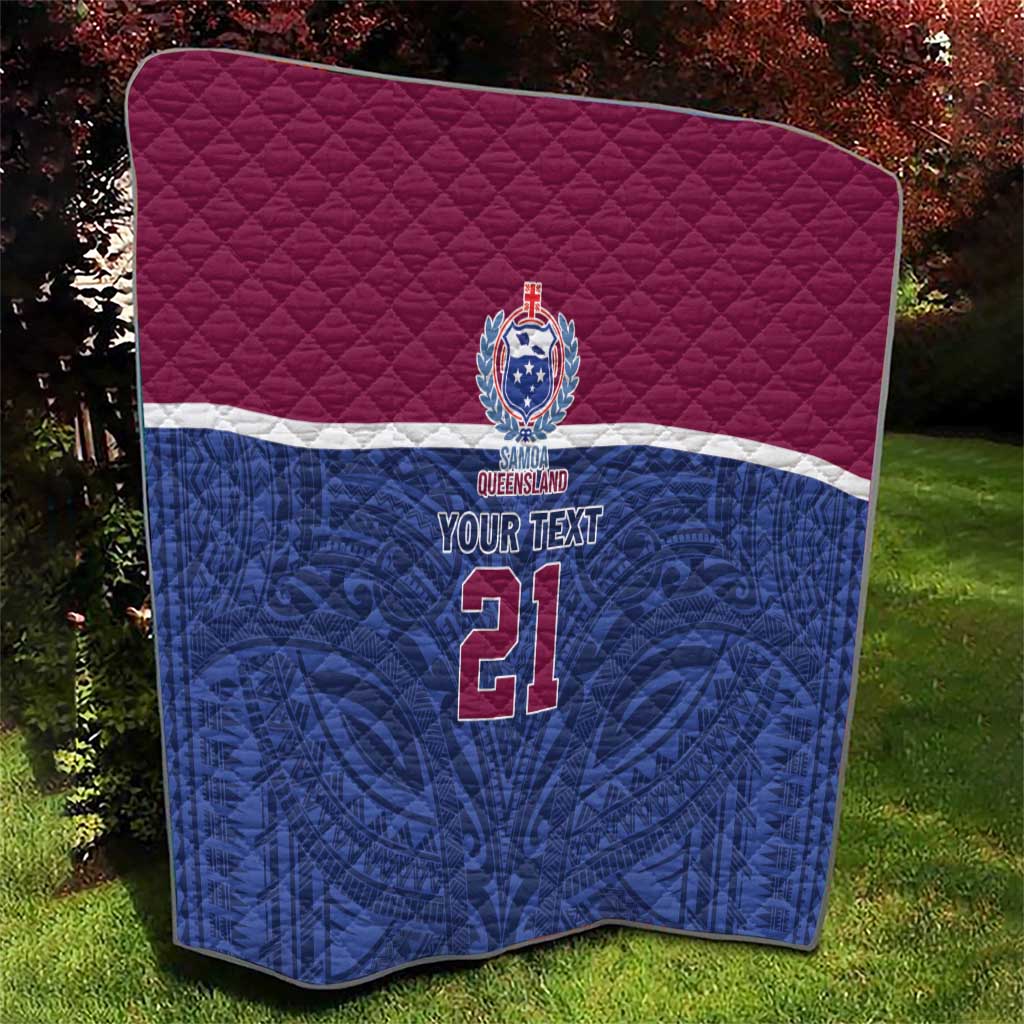 Queensland Samoa Custom Quilt Maroon-Blue Pacific Polynesian Tribal Pattern LT9 - Polynesian Pride