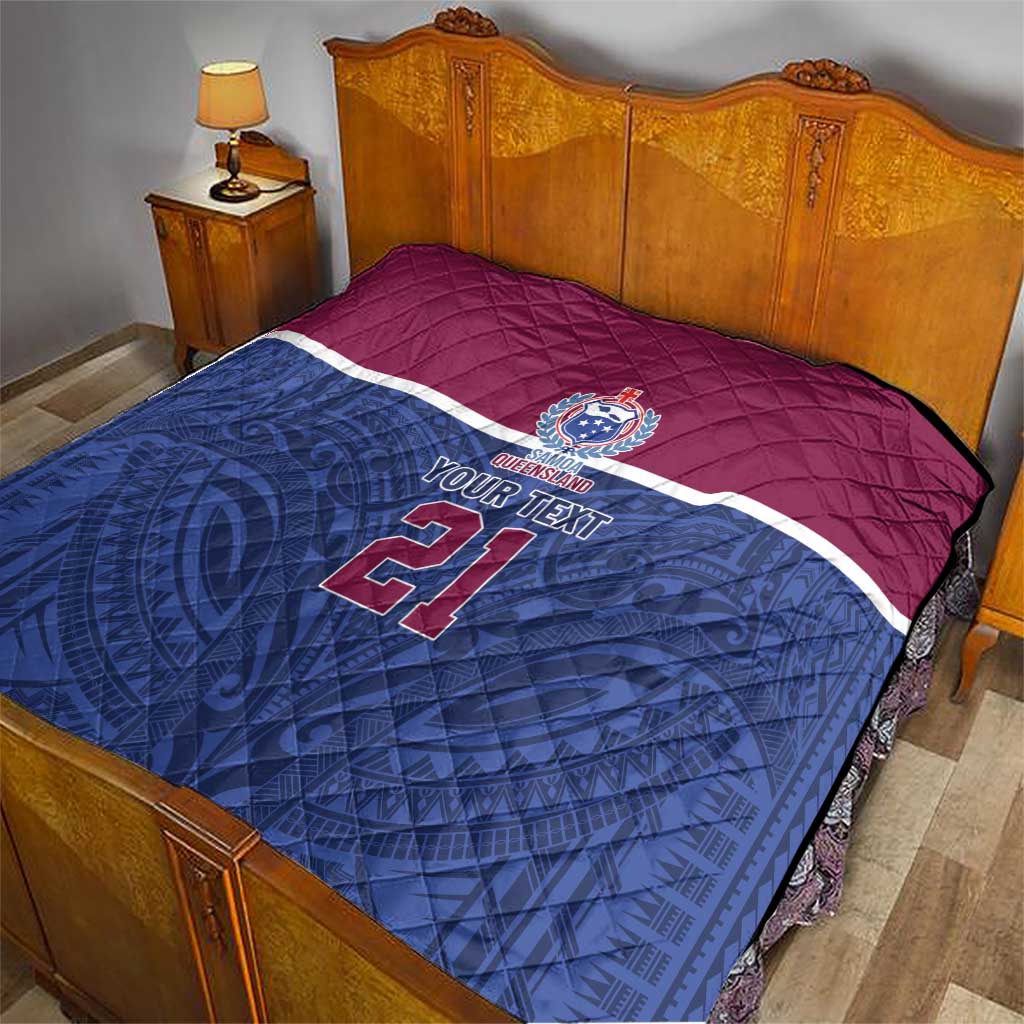 Queensland Samoa Custom Quilt Maroon-Blue Pacific Polynesian Tribal Pattern LT9 - Polynesian Pride