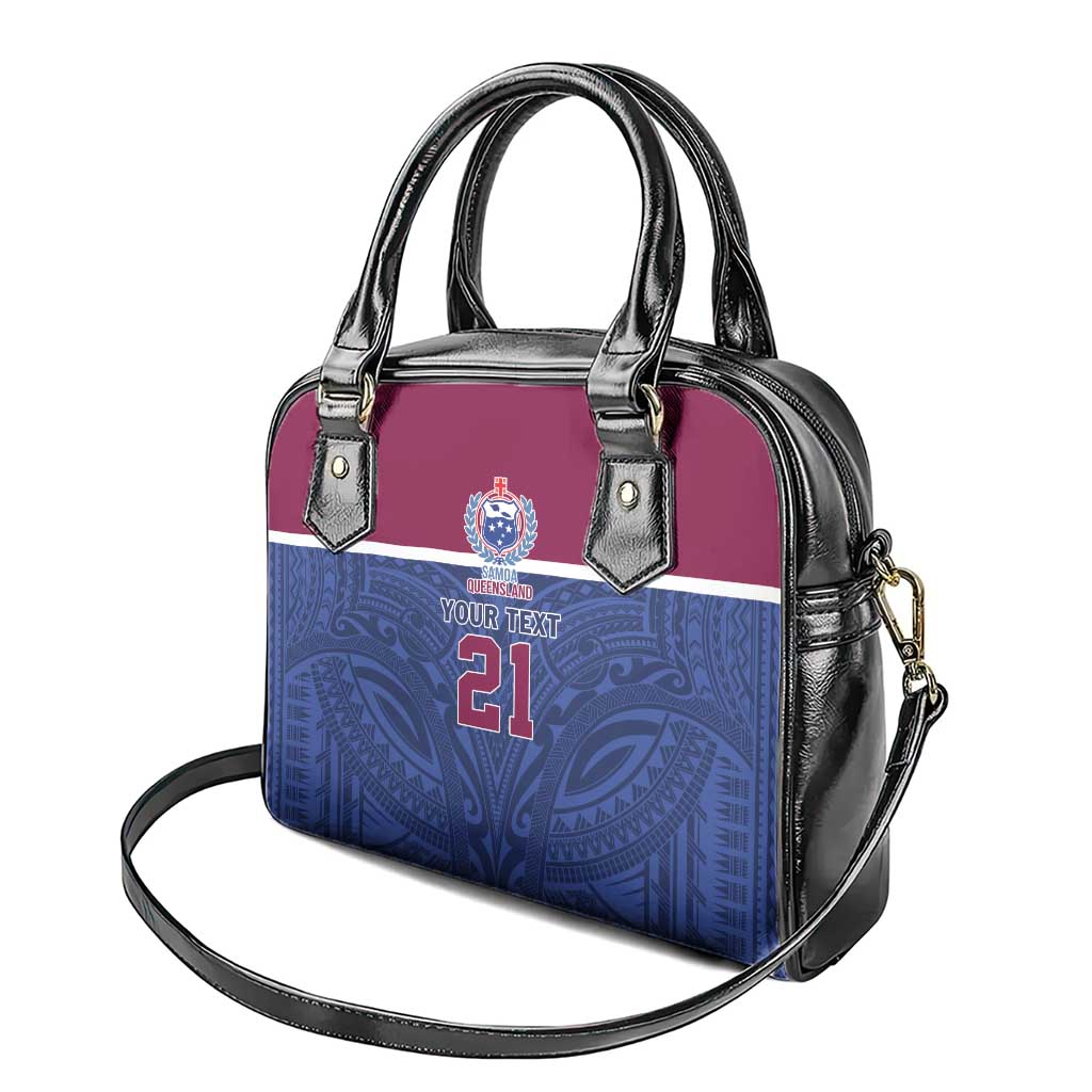 Queensland Samoa Custom Shoulder Handbag Maroon-Blue Pacific Polynesian Tribal Pattern LT9 - Polynesian Pride