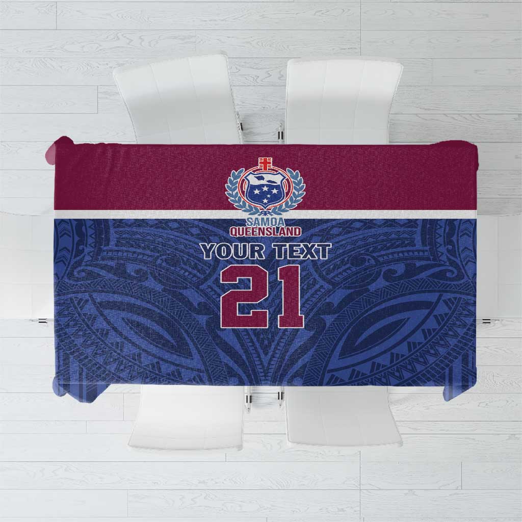 Queensland Samoa Custom Tablecloth Maroon-Blue Pacific Polynesian Tribal Pattern LT9 Dark Blue - Polynesian Pride