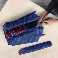 Queensland Samoa Custom Umbrella Maroon-Blue Pacific Polynesian Tribal Pattern LT9 - Polynesian Pride