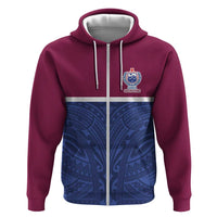 Queensland Samoa Custom Zip Hoodie Maroon-Blue Pacific Polynesian Tribal Pattern LT9 Zip Hoodie Dark Blue - Polynesian Pride