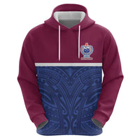 Queensland Samoa Custom Zip Hoodie Maroon-Blue Pacific Polynesian Tribal Pattern LT9 - Polynesian Pride