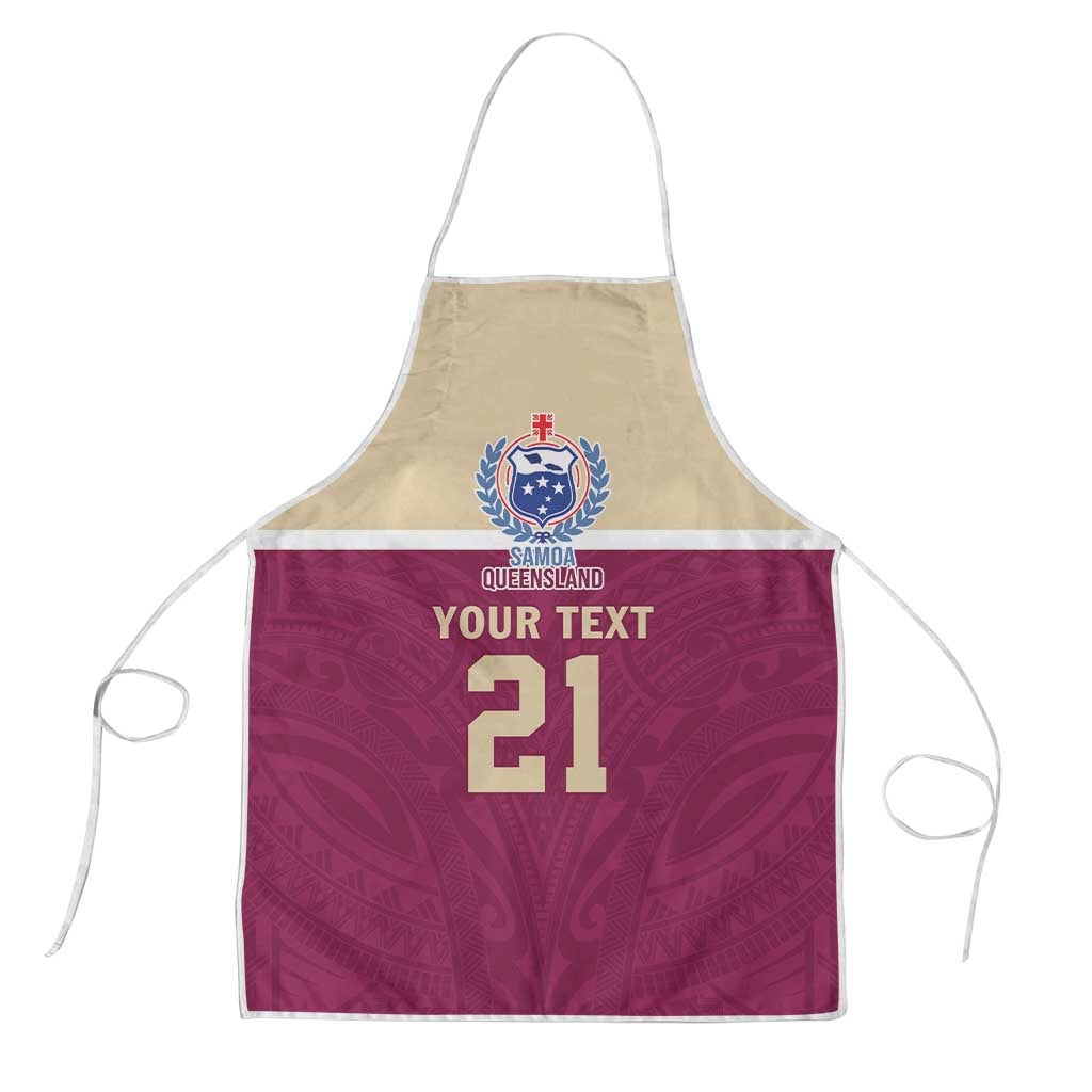 Queensland Samoa Custom Apron Maroon Pacific Polynesian Tribal Pattern LT9 Maroon - Polynesian Pride