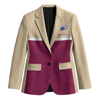 Queensland Samoa Custom Blazer Maroon Pacific Polynesian Tribal Pattern LT9 Unisex Maroon - Polynesian Pride