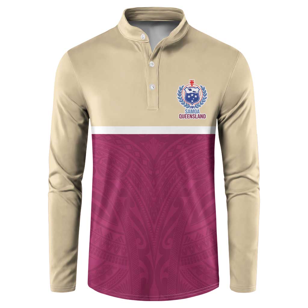 Queensland Samoa Custom Button Sweatshirt Maroon Pacific Polynesian Tribal Pattern LT9 Maroon - Polynesian Pride