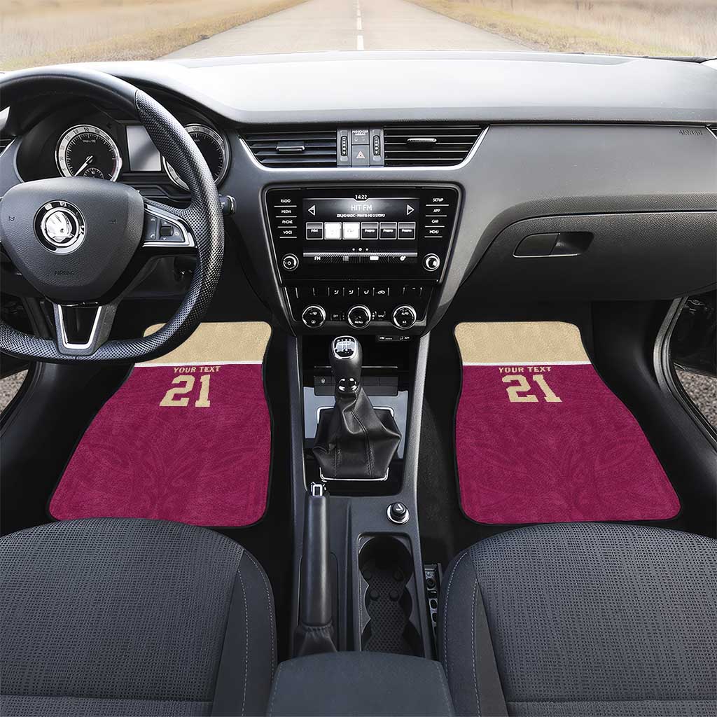Queensland Samoa Custom Car Mats Maroon Pacific Polynesian Tribal Pattern LT9 Set 2pcs - Front Maroon - Polynesian Pride