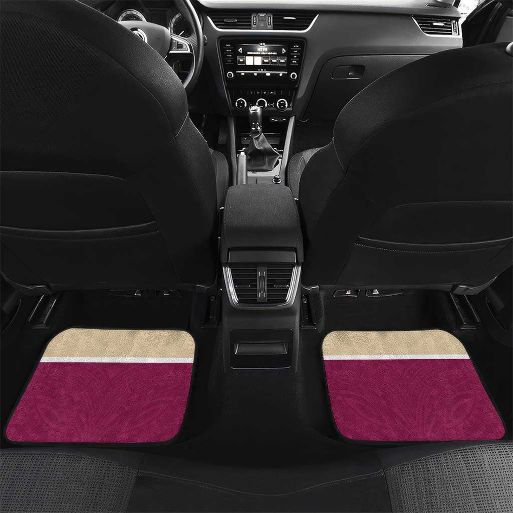 Queensland Samoa Custom Car Mats Maroon Pacific Polynesian Tribal Pattern LT9 Set 2pcs - Back Maroon - Polynesian Pride