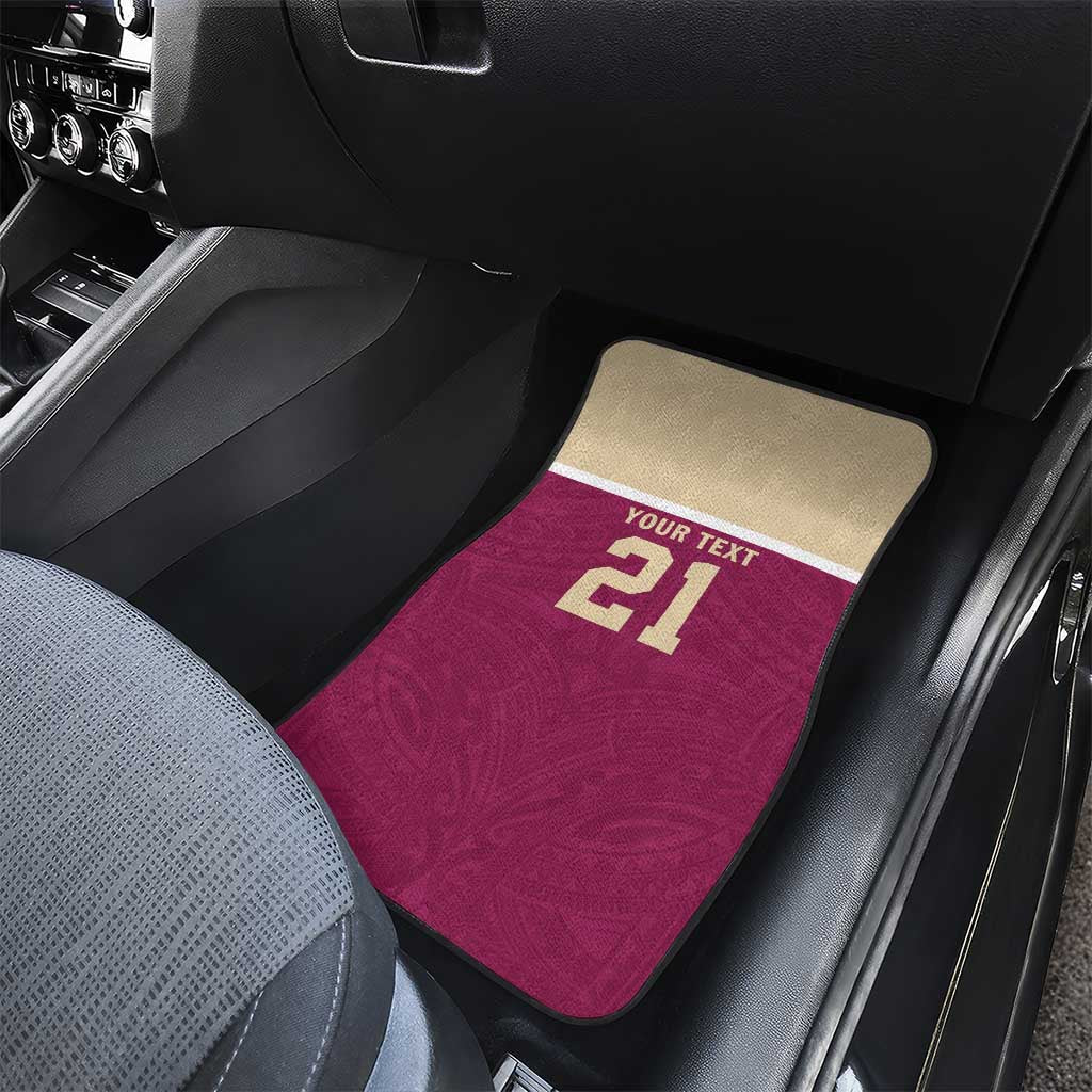 Queensland Samoa Custom Car Mats Maroon Pacific Polynesian Tribal Pattern LT9 - Polynesian Pride